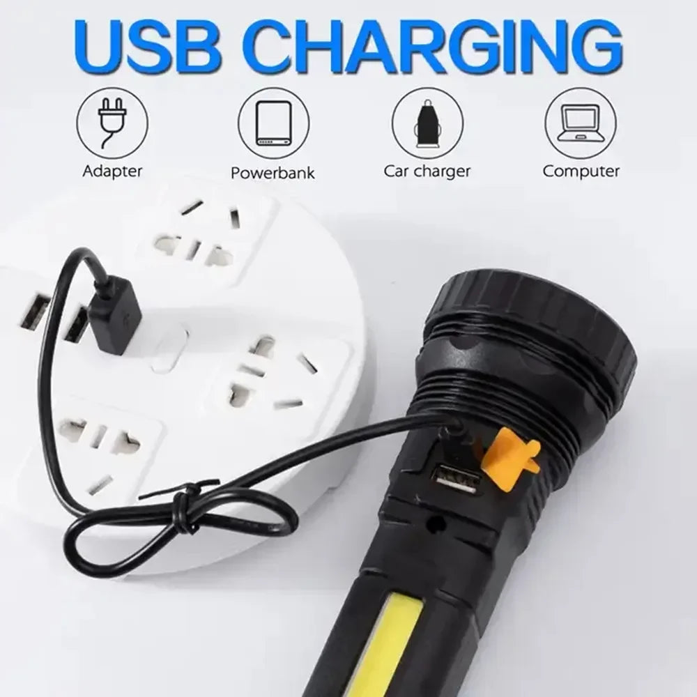 1PC Multi-function Solar LED Flashlight Outdoor Long Range Torch Emergency Power Bank LED Solar Flashlight olight torch