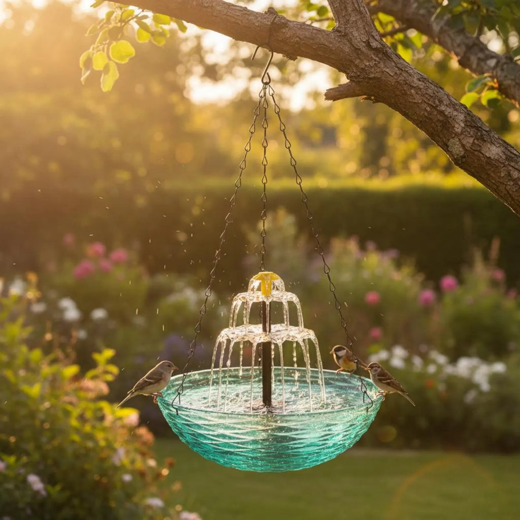 Solar Hanging Bird Bath No Wiring Solar Bird Bath Fountain Garden Decor Easy to Hang