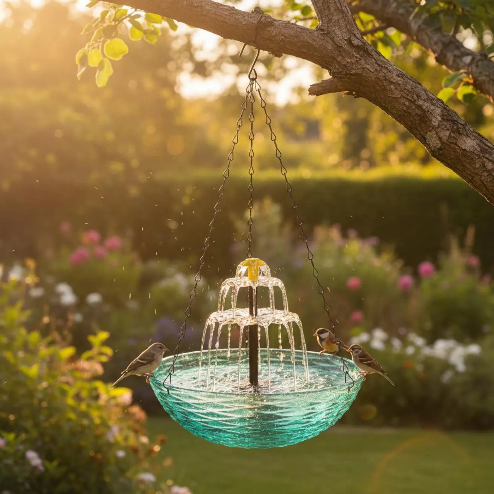 Solar Hanging Bird Bath No Wiring Solar Bird Bath Fountain Garden Decor Easy to Hang