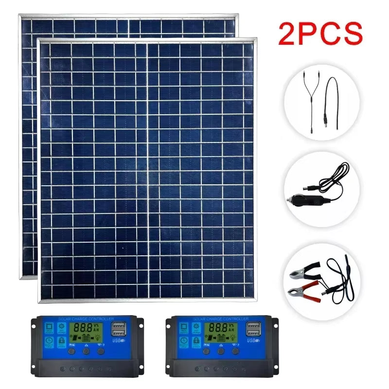 1000W 500W 12V Photovoltaic Solar Panel Kit 100A Controller Solar Panel Charger, Suitable for Fast Batteries in Homes/Camping/Rv