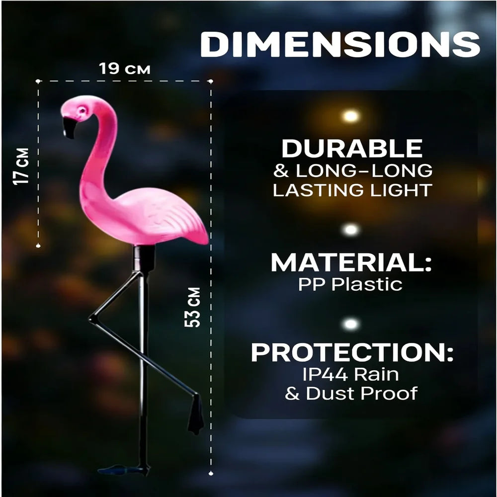 3Pcs Solar Powered Flamingo Ground Stake Lights, Waterproof Outdoor Garden Pathway Decorative Night Lights for Yard Patio Lawn