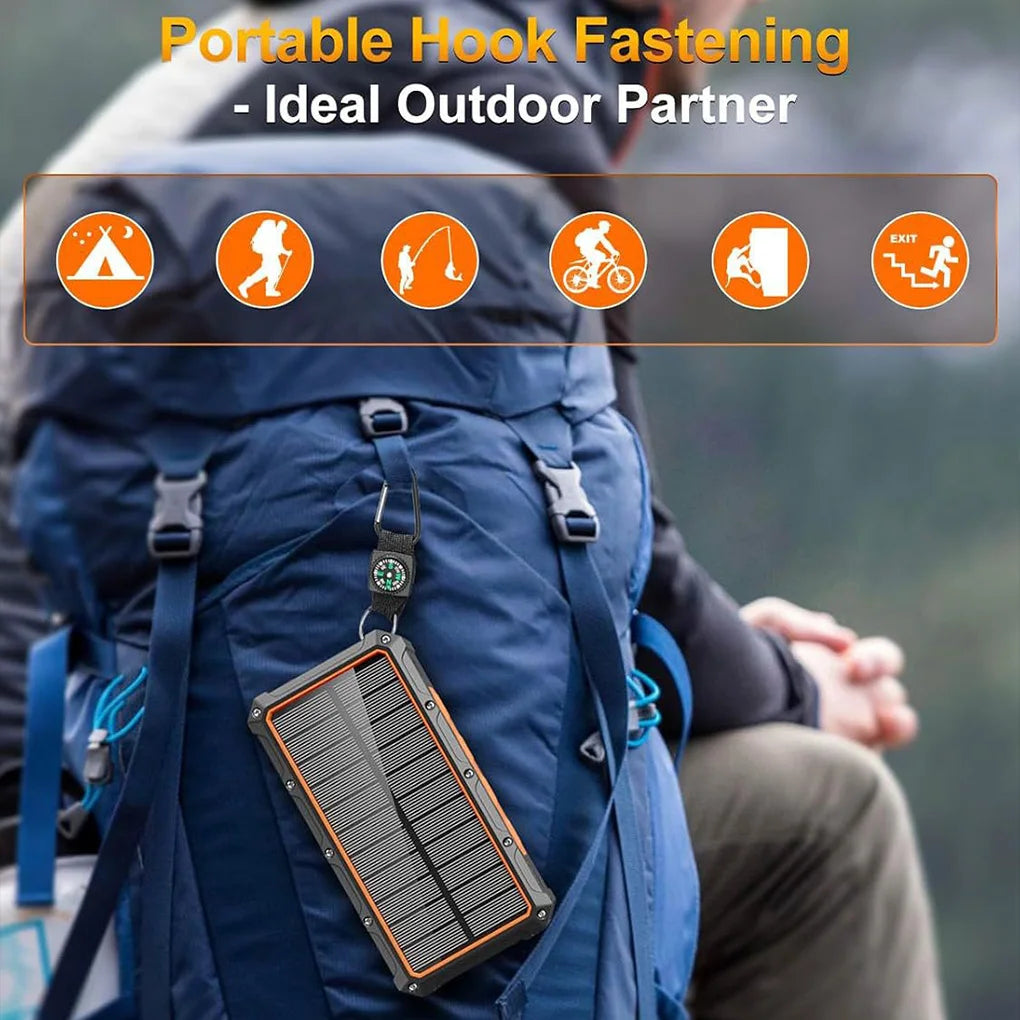 200000mAh Solar Hand Crank Power Bank Fast Charging Portable Charger External Battery for IPhone Samsung Xiaomi Powerbank